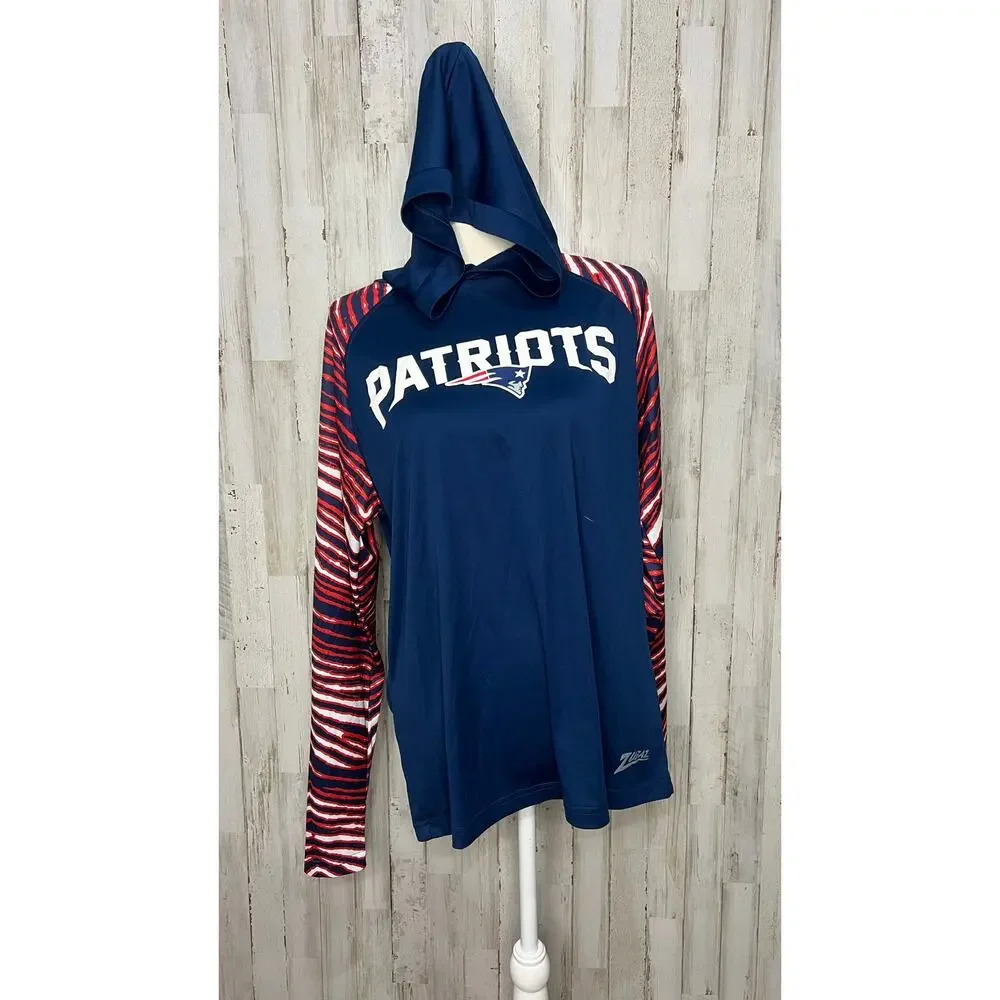 NFL New England Patriots Men's Small Lightweight Hoodie Navy Viper Print Sleeves